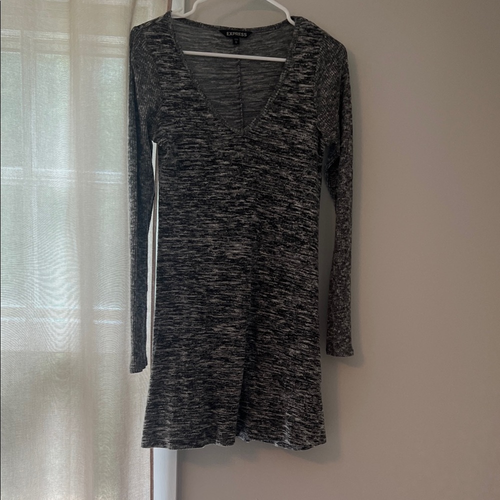 Express Black and Gray Long Sleeve Dress